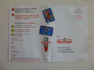 Club Nintendo Registration Card