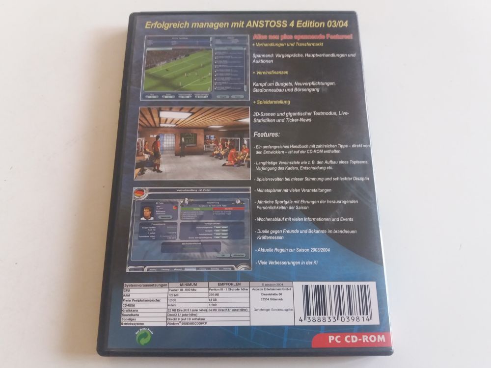 PC Anstoss 4 Der Fußballmanager - Edition 03/04 - zum Schließen ins Bild klicken