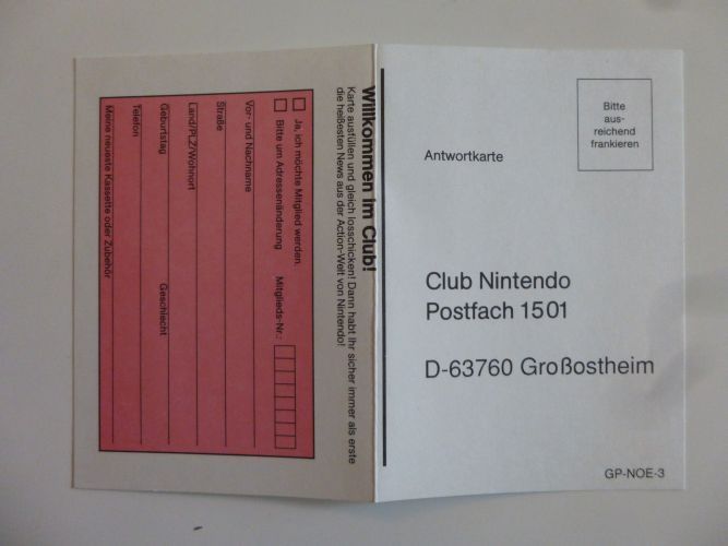 Club Nintendo Registration Card - zum Schließen ins Bild klicken
